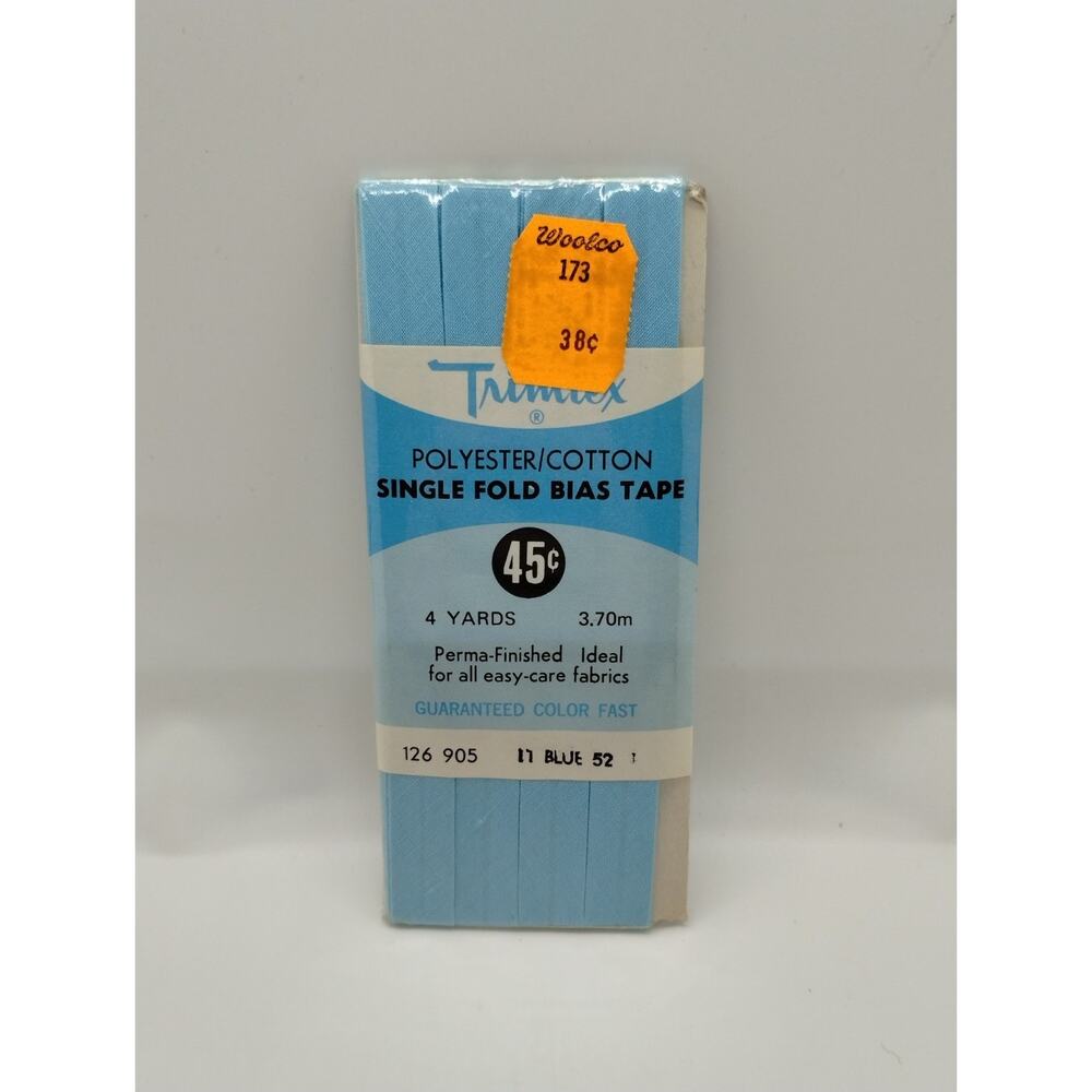 Vintage TRIMTEX Single Fold Bias Tape No. 126 905 - Lt Blue 52 - 4 yds